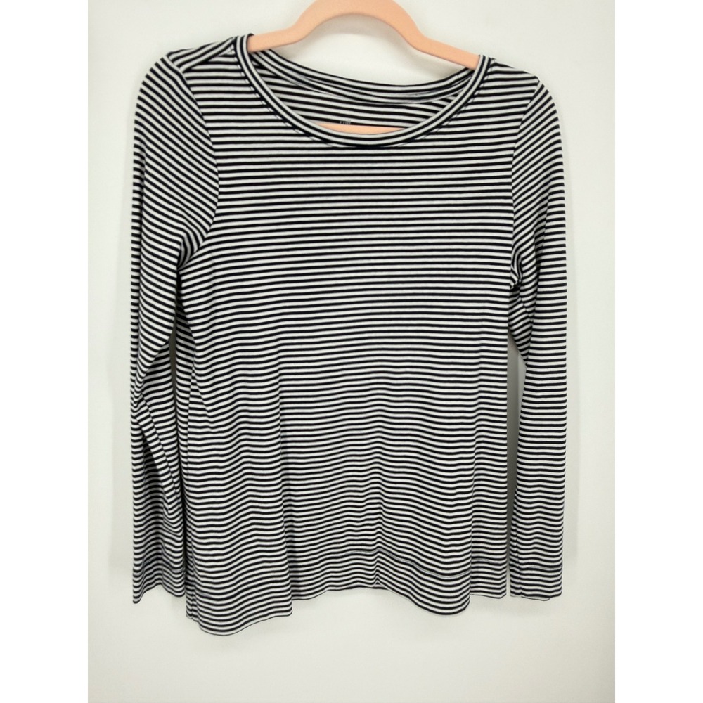 J.Jill Pima Cotton Long Sleeve Tee Women S Navy White Striped Crew Neck Top